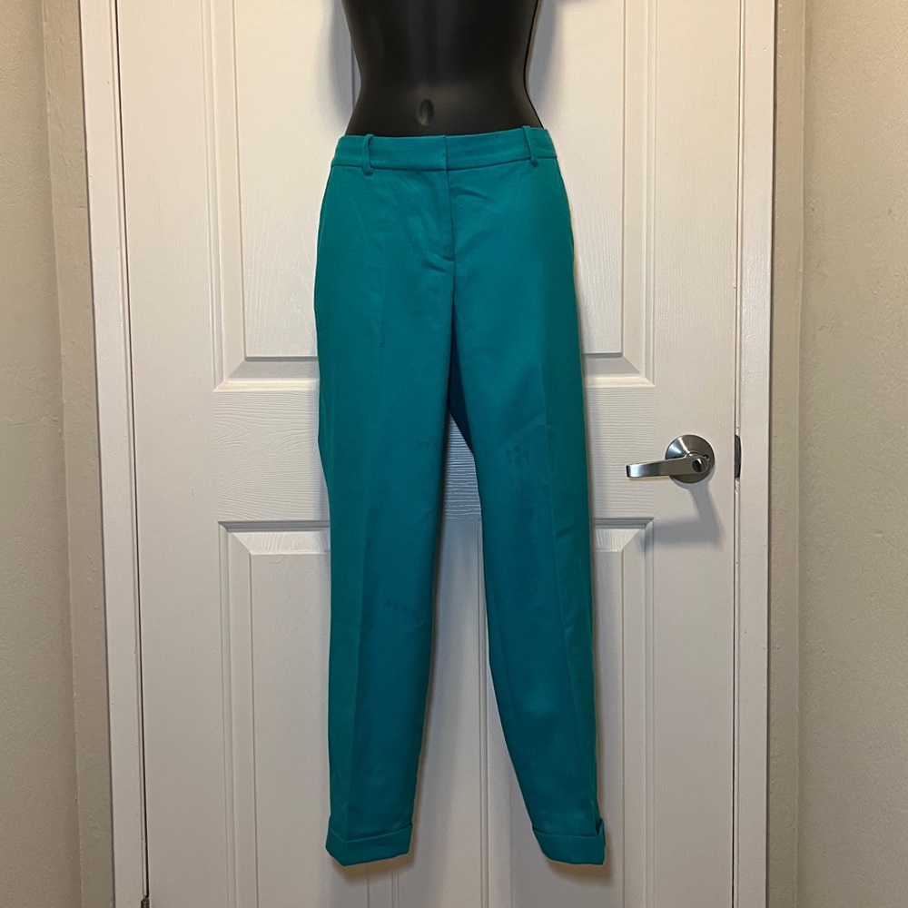 J Crew Teal Green Aqua Suit Smart Casual Vibrant Emerald J Crew Capri Pants 0